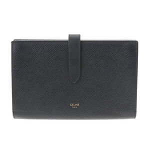 Celine Strap Wallet Black Calfskin Bi fold
